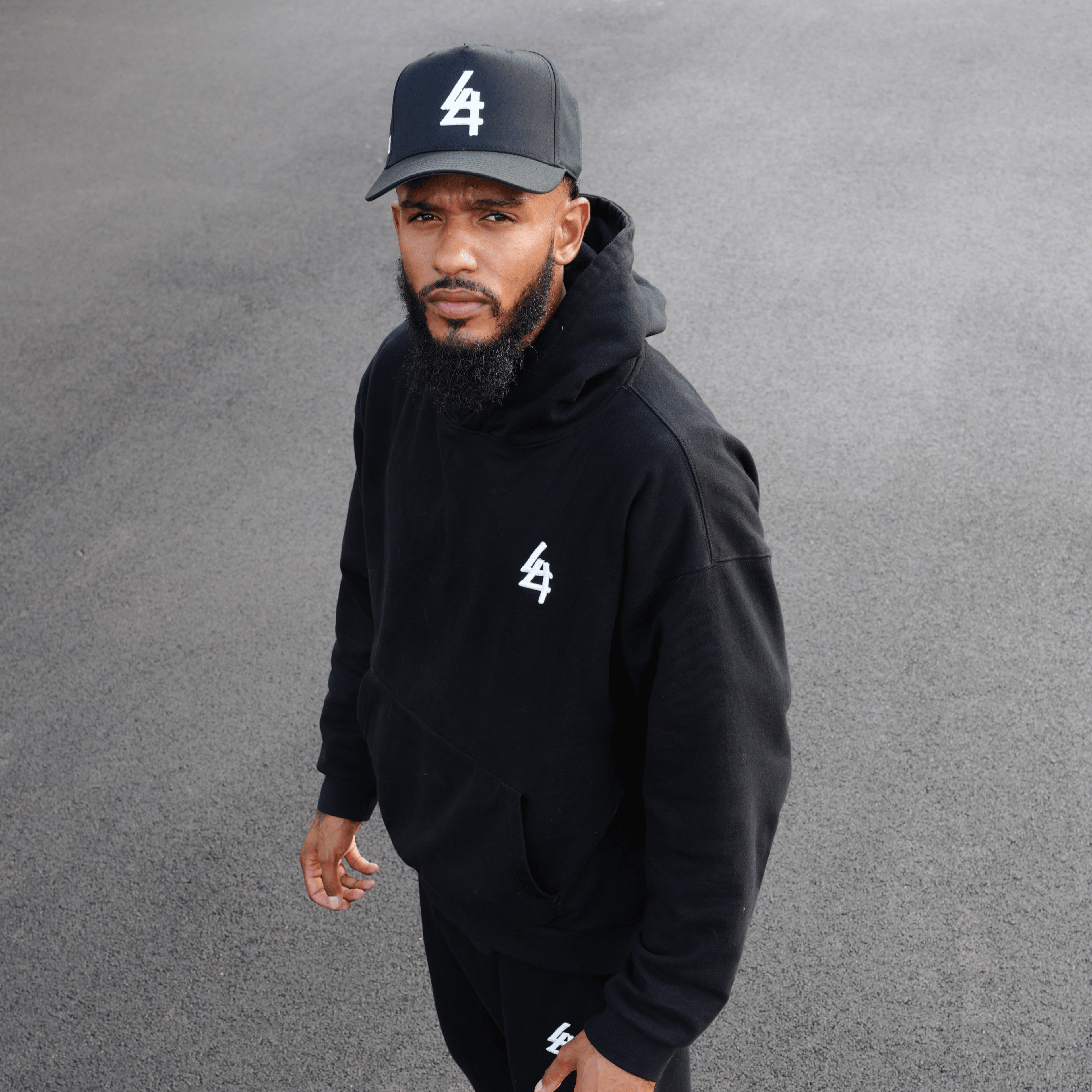 model wearing 4L legacy hoodie